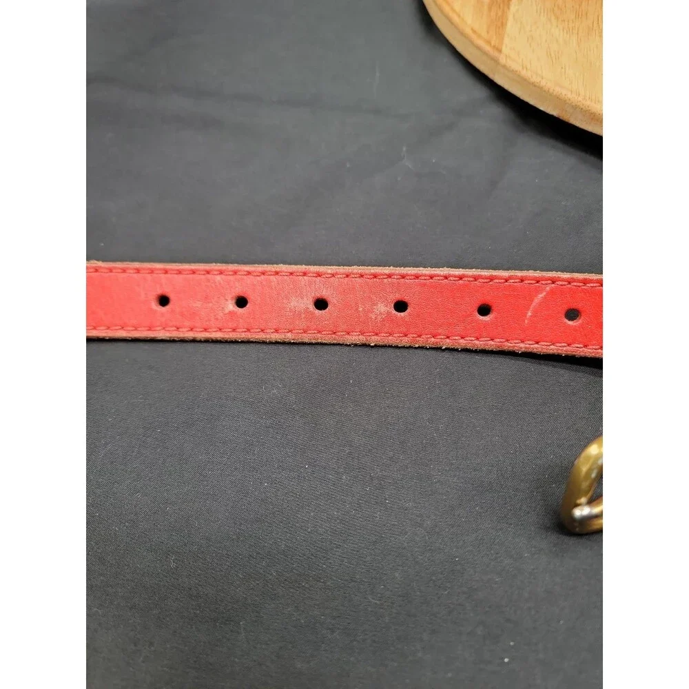 Vtg Fossil Red Leather Perforated Belt Size Large 35-41